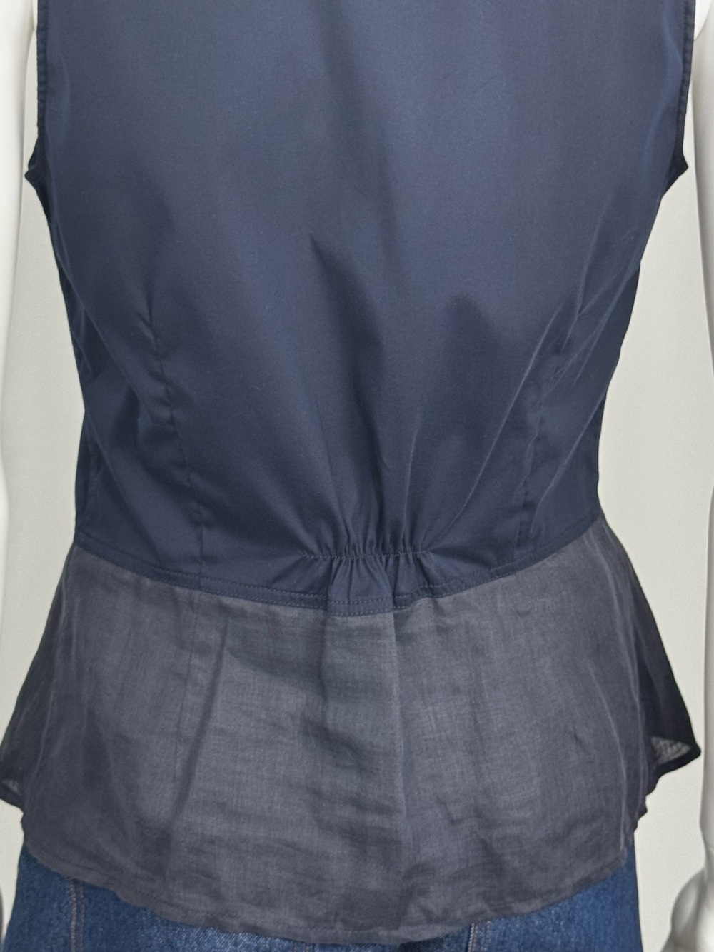 Pristine Brunello Cucinelli Sleeveless Mixed-Media Peplum Shirt - Size L (US) - Picture 14 of 16